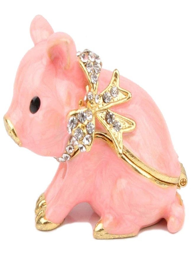 SEVENBEES Hand Painted Pig Decor Jewelry Trinket Boxes Hinged Crystal Piggy Figurines Mini Ring Earrings Jewelry Organizer - Image 2